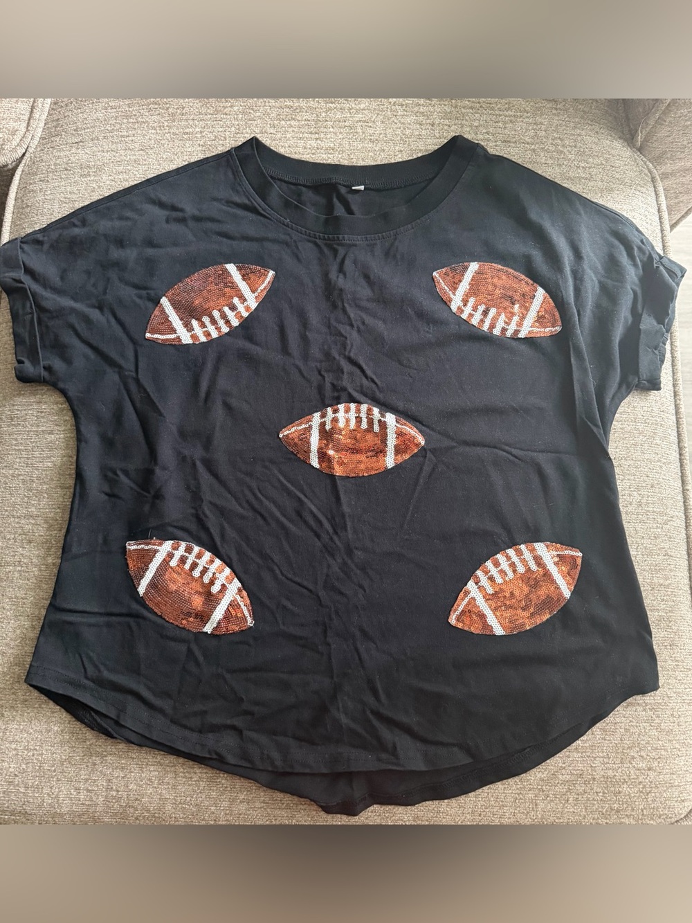 Women's Black Graphic Football Tee